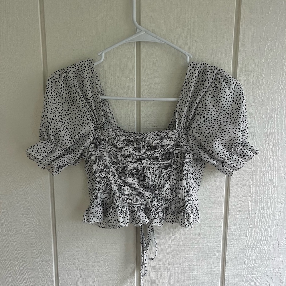 Polka Dot Puff Sleeve Top - Picture 2 of 3